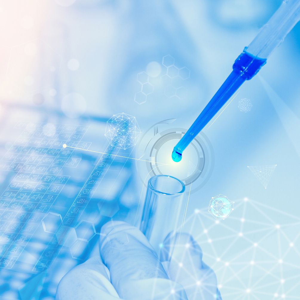 Scientist with laboratory background and concept.